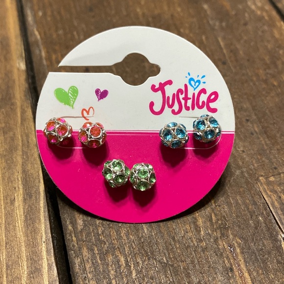 Earrings from Justice. Sparkling hot pink, blue & light green. Brand new - Picture 4 of 7